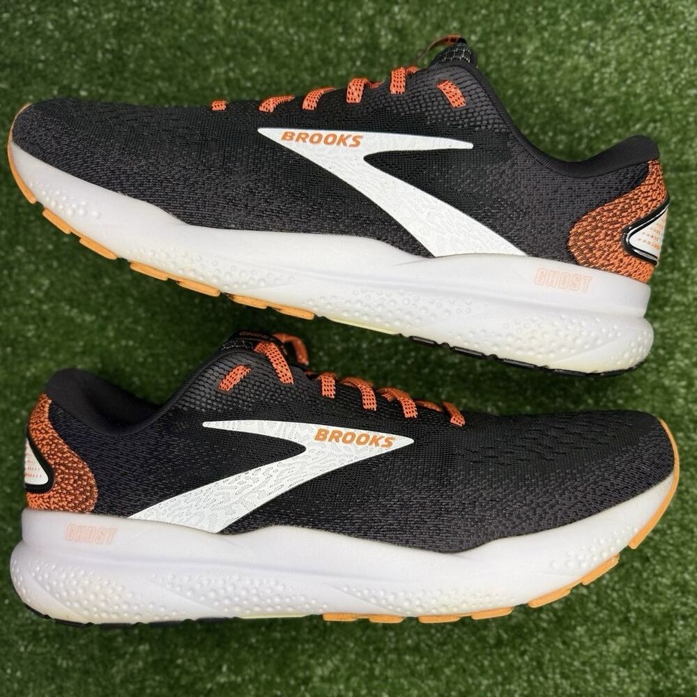 Brooks Ghost 16 Mens 11.5 Black Orange White Running Shoes Pre-Owned